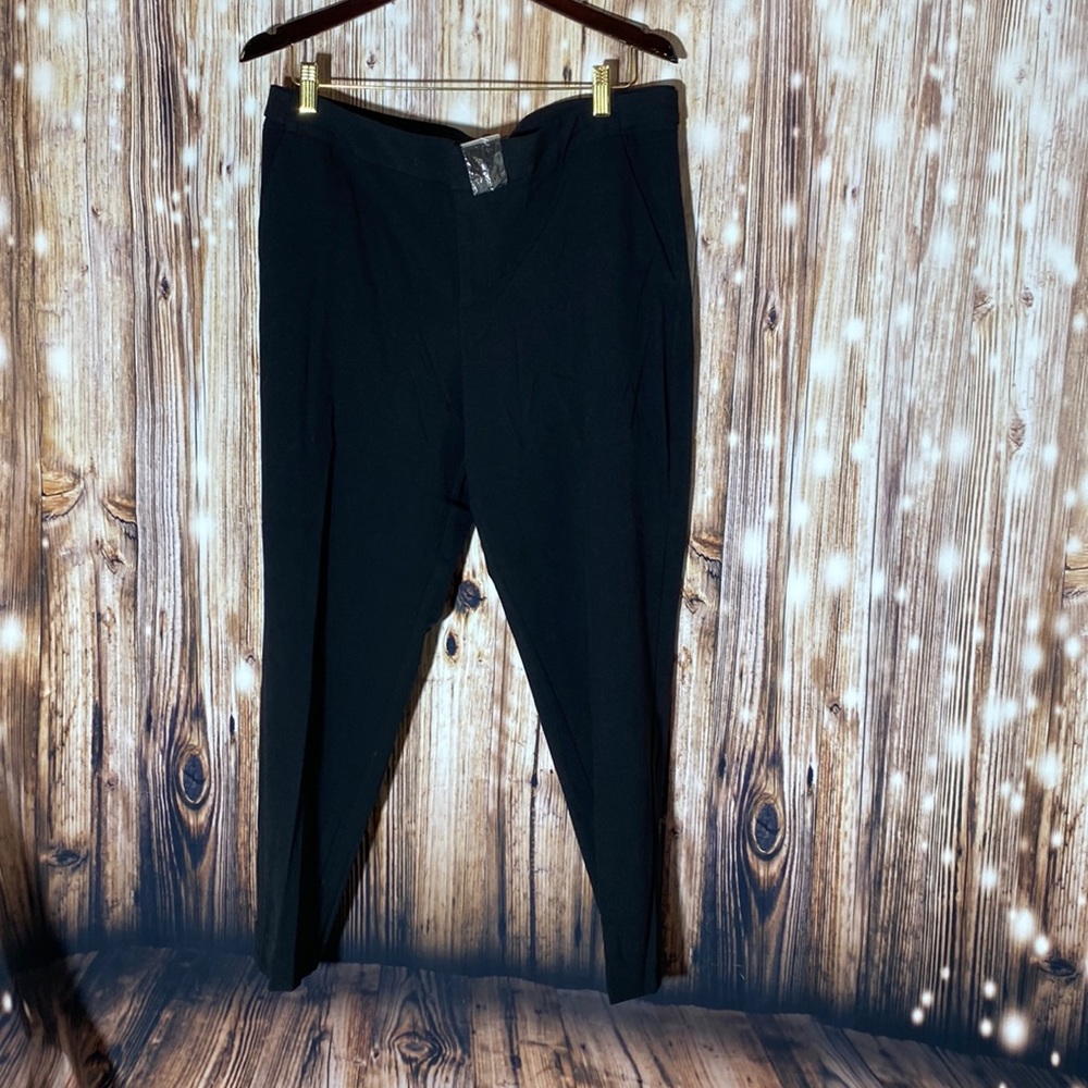 Roz & Ali Dress Pants Women's 12 Solid Black Signature Fit Poly Blend NWOT